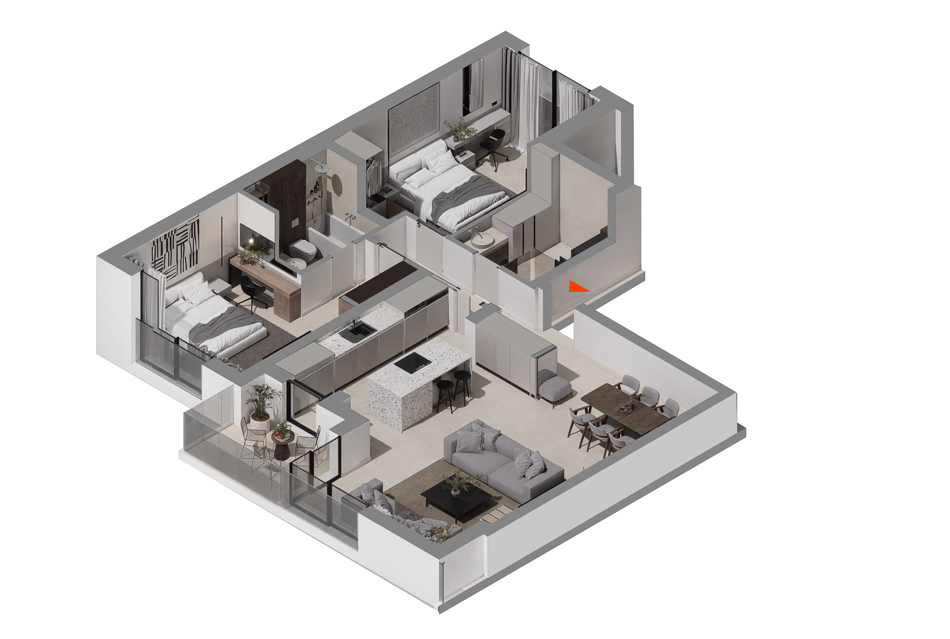 Stan 2 - 87.71 m² • Trosoban - VIP Home Požarevac novogradnja stanovi sa garažom